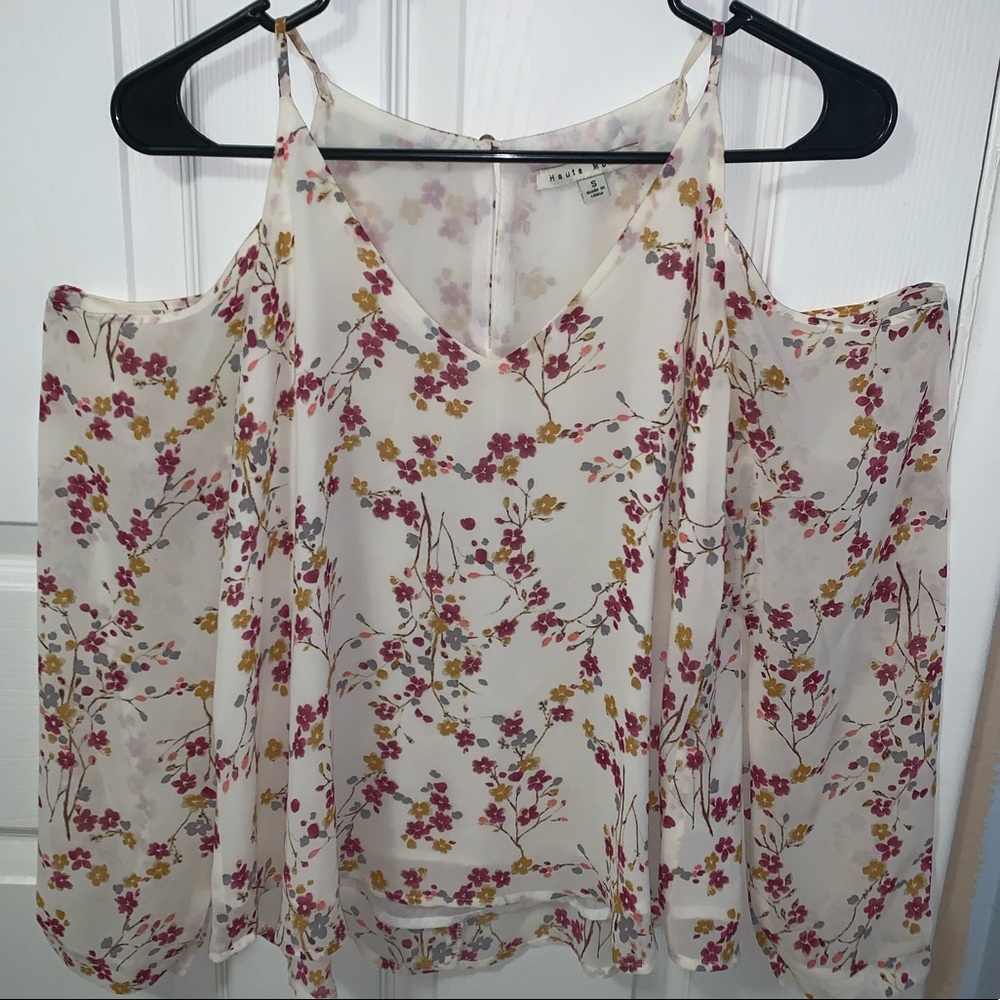 Floral cold shoulder top